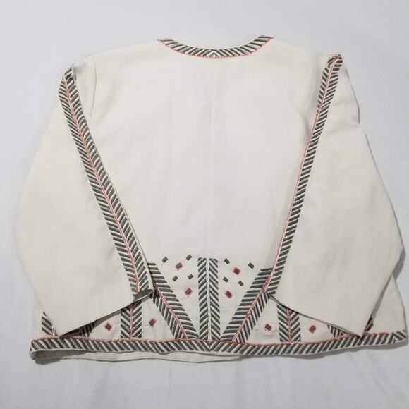 Chicos Jacket 3 16/18 XL Embellished Artisan Chino Linen Beaded Aztec Tribal NWT - Picture 5 of 12